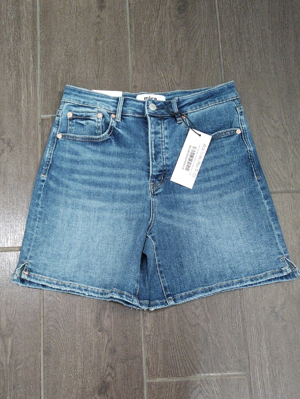Mica  High-Rise Denim Bermuda Button Fly Shorts size M